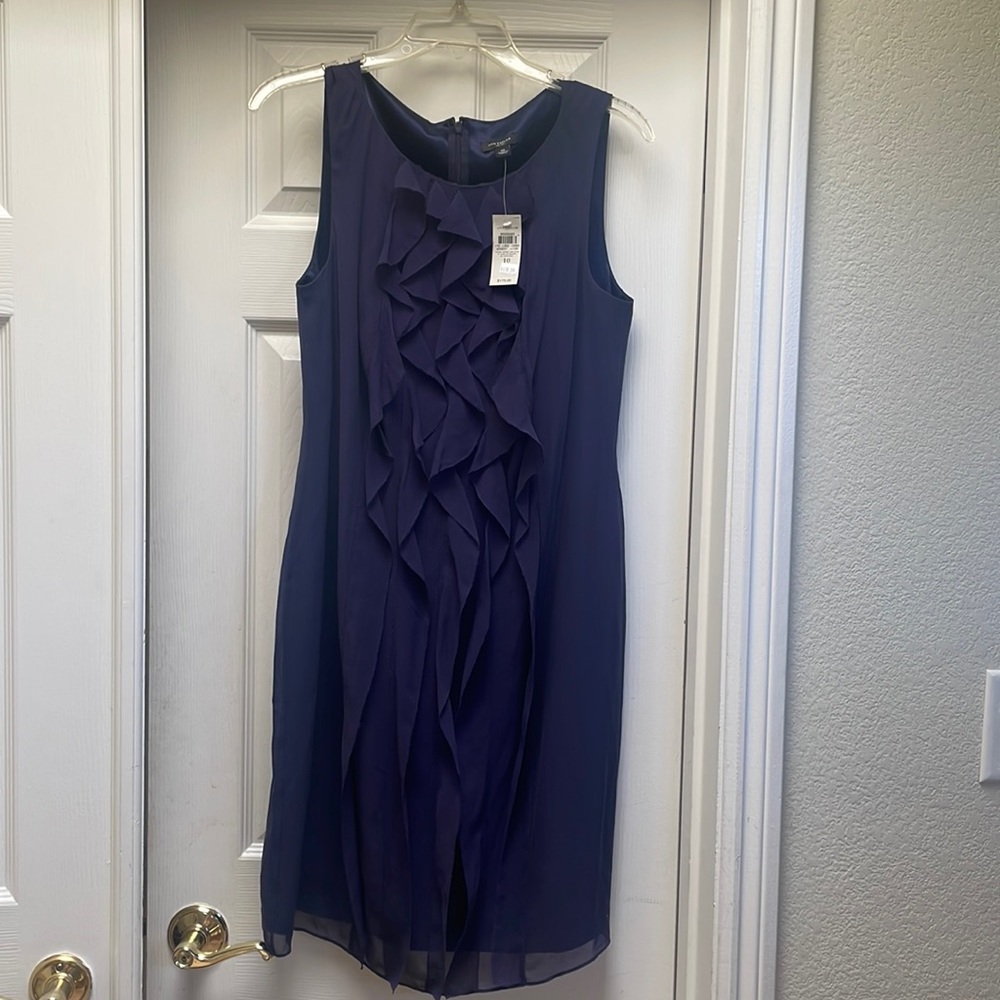 Ann Taylor navy silk dress. Never worn, tags still attached.